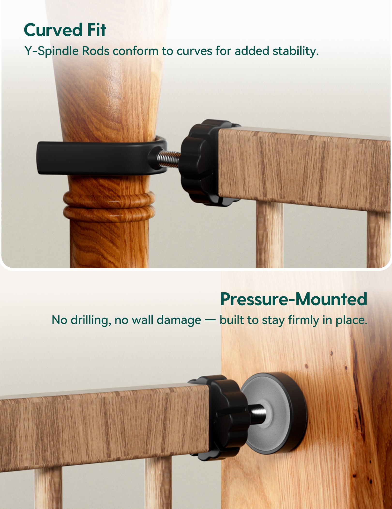 PressGuard C5&P7 Wood Pattern | Pressure Mounted Baby Gate for Stairs