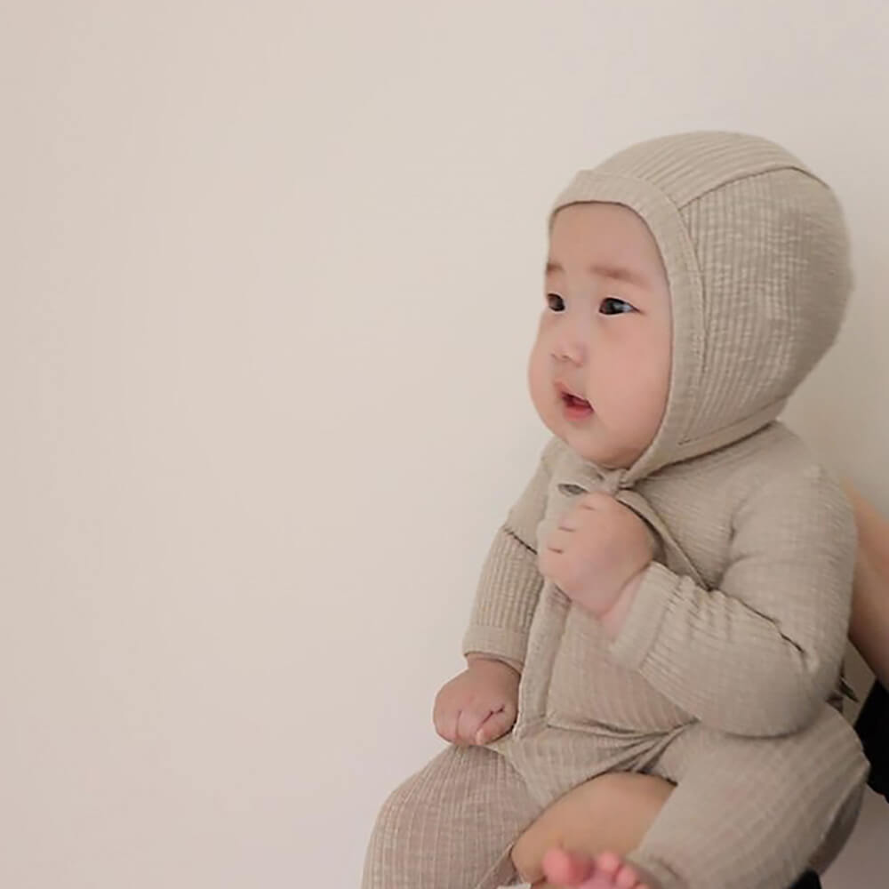 2023 Autumn Collection: Stretchy Ribbed Long-Sleeve Baby Romper and Pants Set