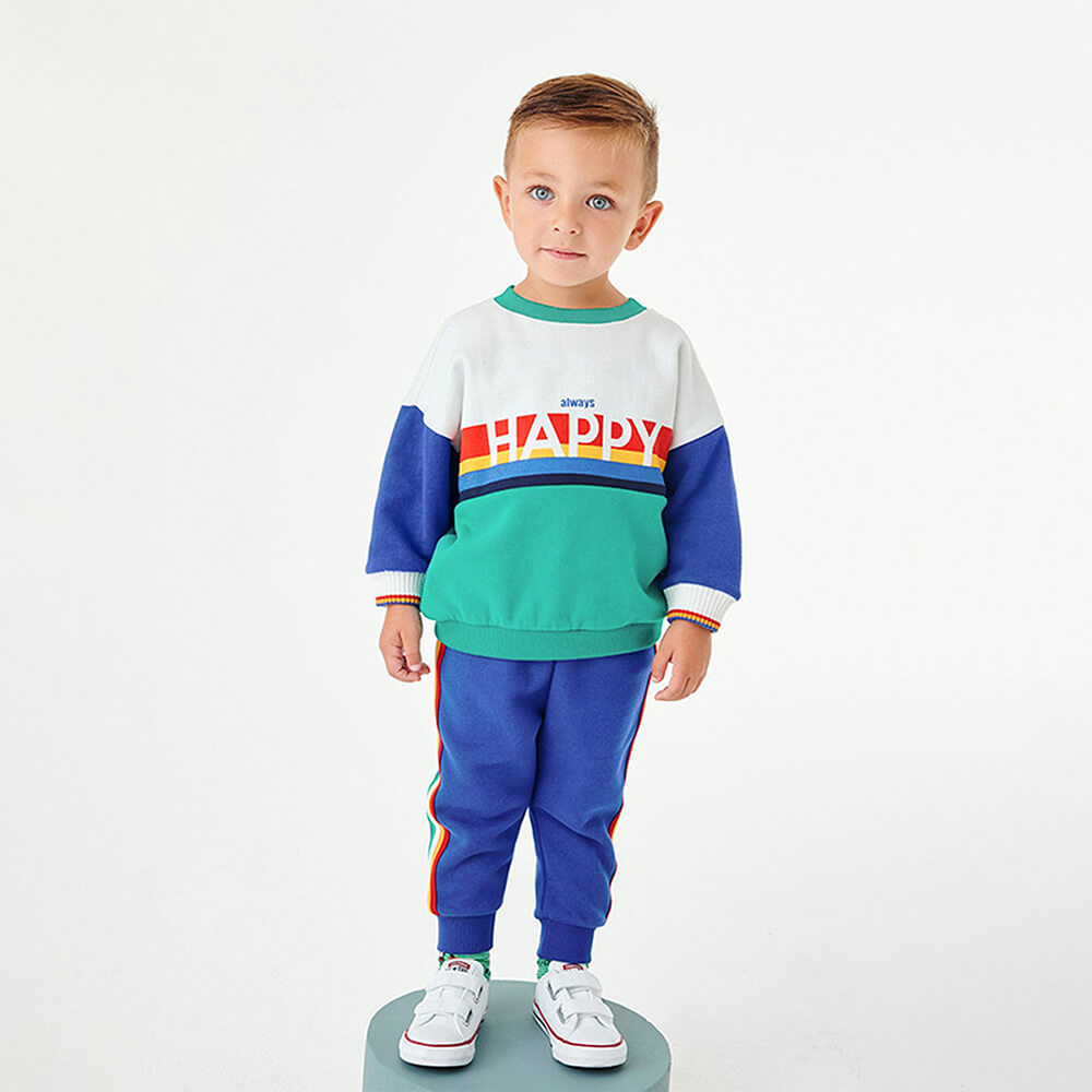 Boys' 'Always Happy' Cotton Sweatshirt & Pants Set - Autumn Collection