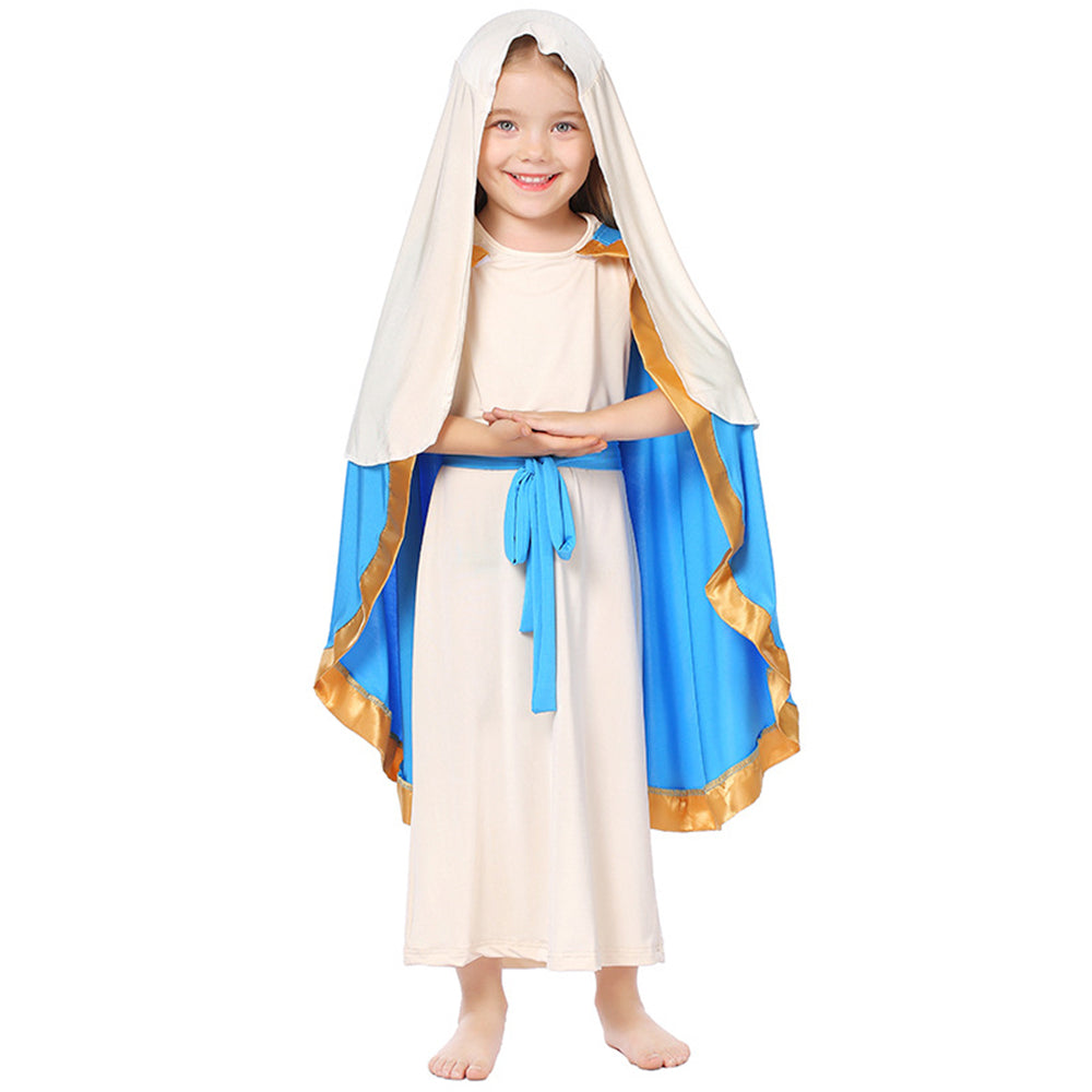 Tiny Cuddling Children's Medieval Shepherd Costume - Sleeveless Robe and Cloak Set for Halloween and Role Play