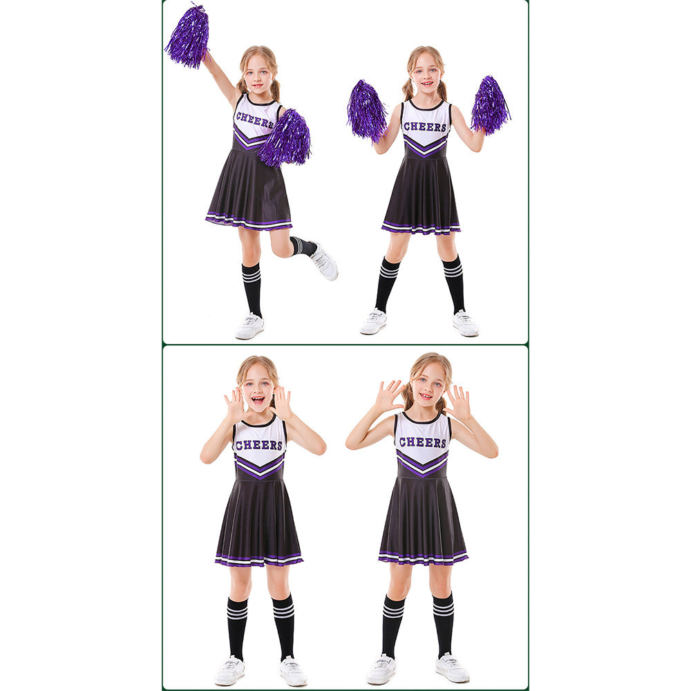 Tiny Cuddling Children's Cheerleader Costume Set - 5 Colors with Socks, Perfect for Stage Performances and Sports Events