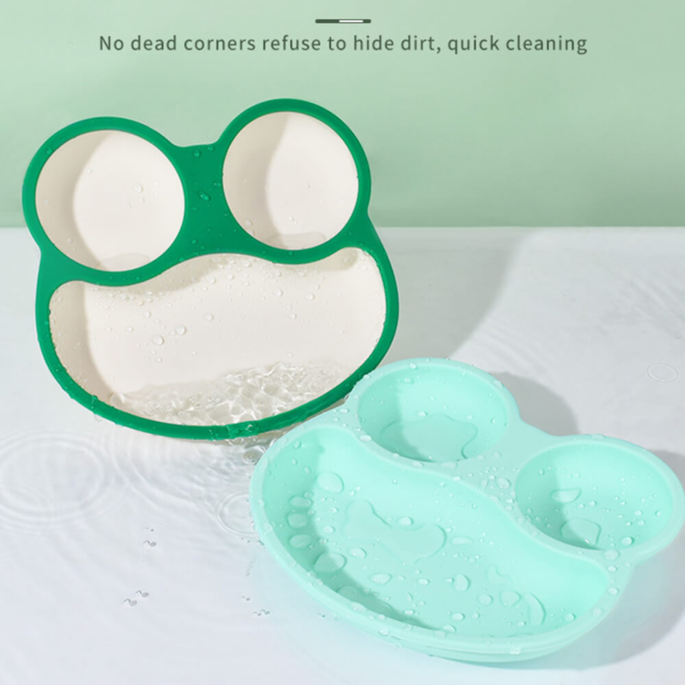 Froggy Toddler Silicone Suction Divider Plate – Non-Slip, Shatterproof Feeding Solution