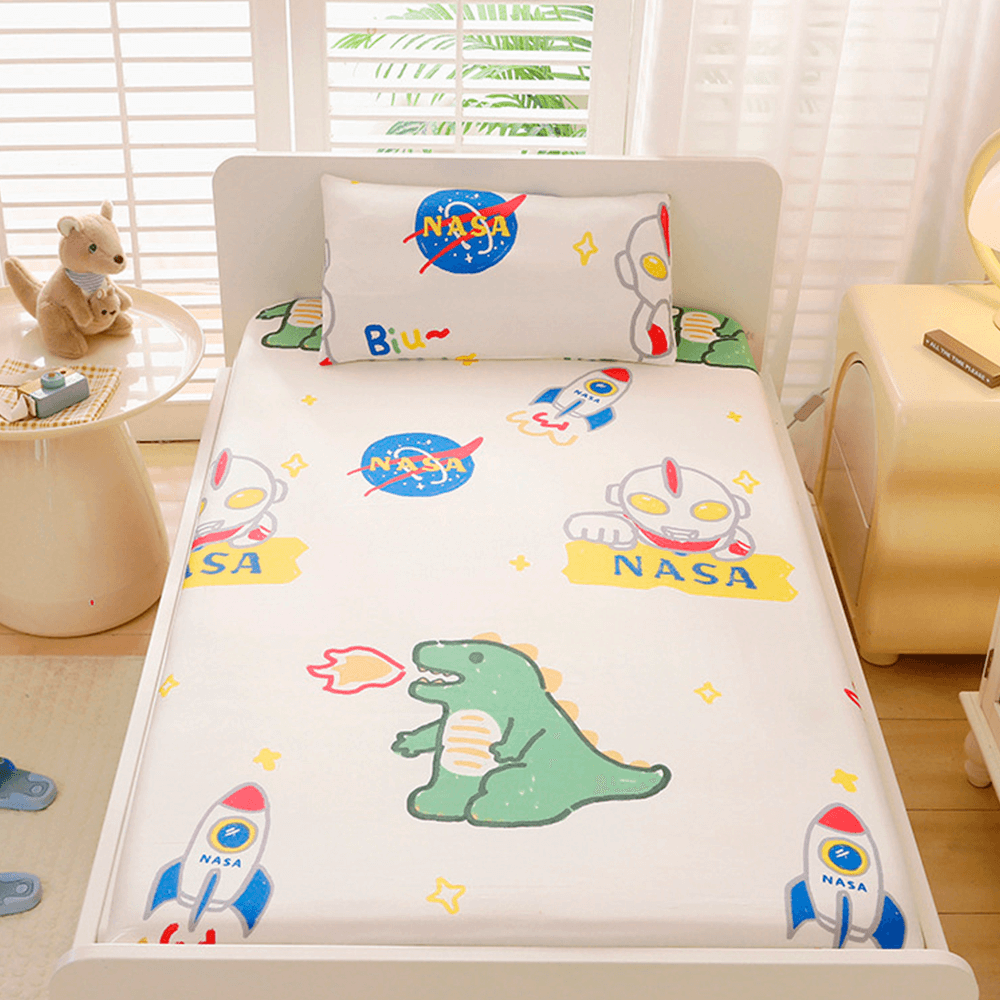 LulliNini Premium Cotton Crib Fitted Sheet for Babies - Playful Cartoon Patterns