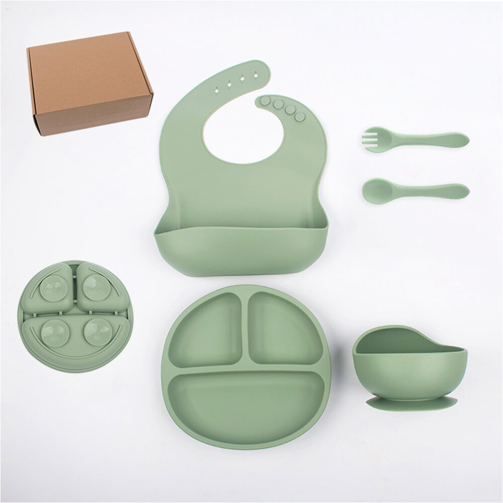 5-Piece Silicone Toddler Feeding Set with Suction Plate, Bowl, and Utensils