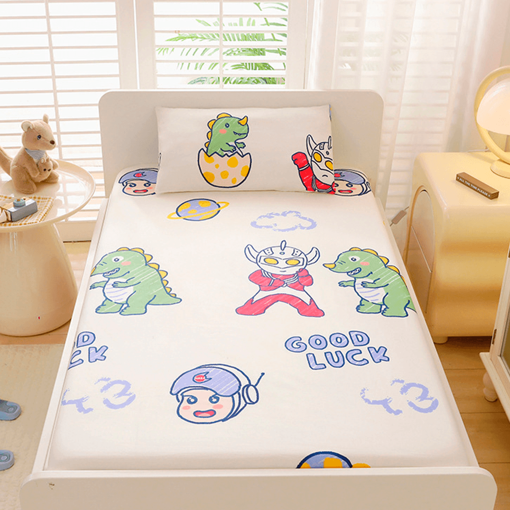 LulliNini Premium Cotton Crib Fitted Sheet for Babies - Playful Cartoon Patterns