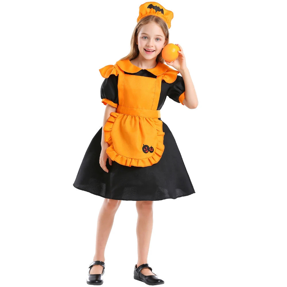 Tiny Cuddling Orange Pumpkin Maid Costume | 2024 Halloween Costume