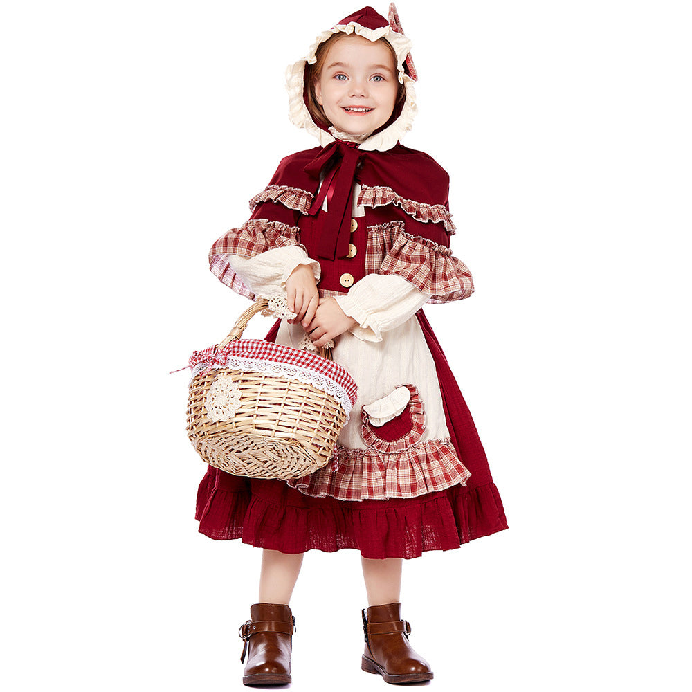 Tiny Cuddling Children's Little Red Riding Hood Costume - Perfect for Stage Plays and Christmas Celebrations