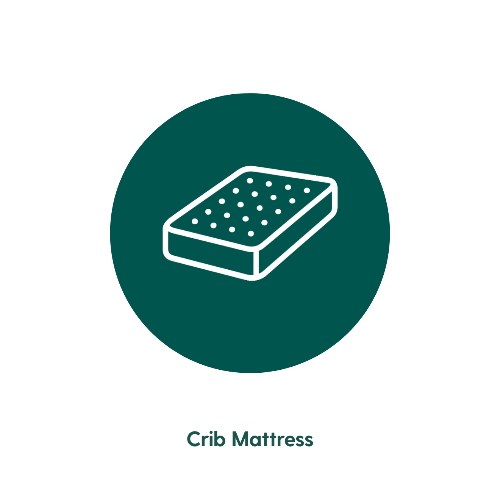 Icon of a crib mattress on a green circle with 'Crib Mattress' text below.