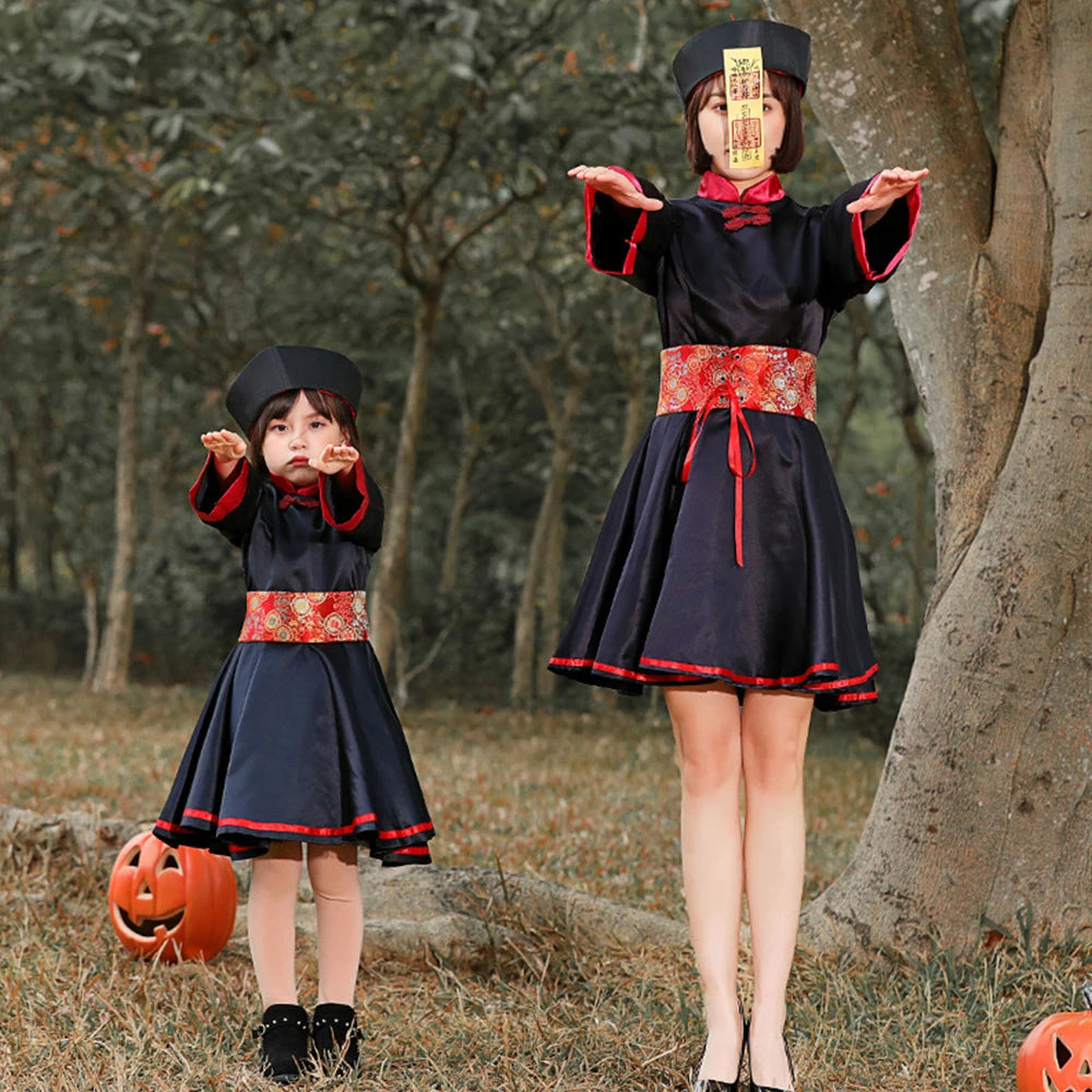 Tiny Cuddling Red and Black Zombie Costume for Girls | 2024 Halloween Costume