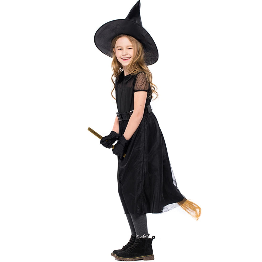 Tiny Cuddling Black Mesh Little Witch Costume for Girls | 2024 Halloween Costume