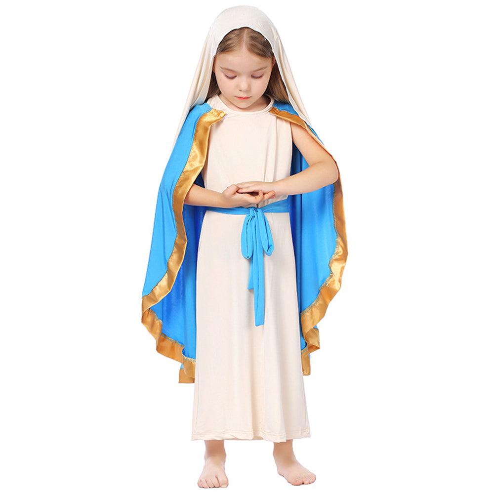 Tiny Cuddling Children's Medieval Shepherd Costume - Sleeveless Robe and Cloak Set for Halloween and Role Play