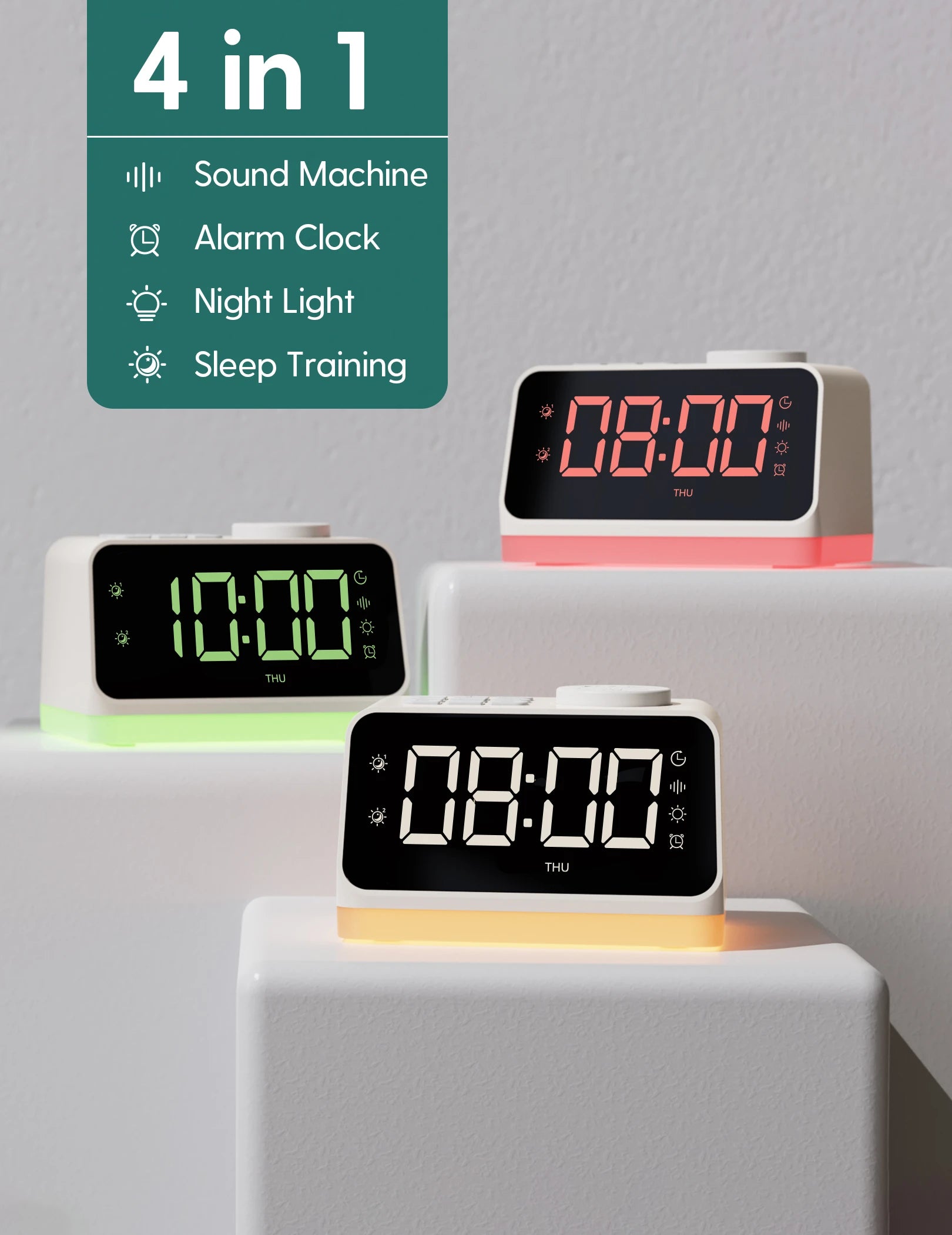 Babelio White Noise Sound Machine & Alarm Clock | Sleep Timer, 17 Smoothing Sounds