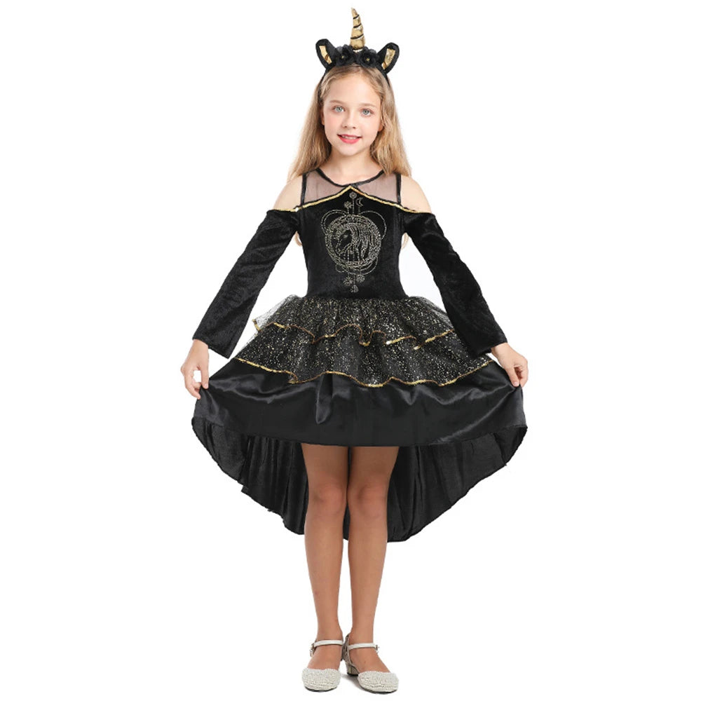 Tiny Cuddling Unicorn Costume with Black Tutu Skirt | 2024 Halloween Costume