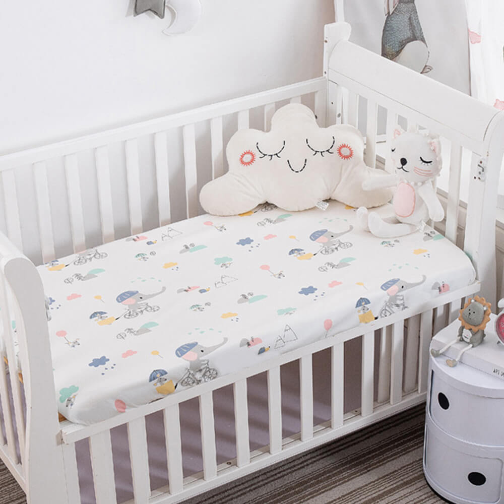 Waterproof Cotton Crib Fitted Sheet with Cartoon Patterns for Children