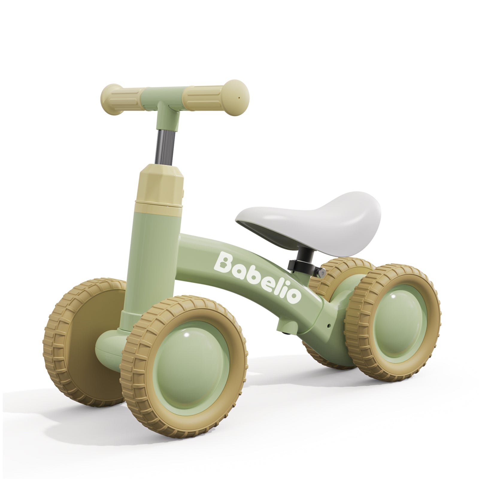 BABELIO Adjustable Baby Balance Bike for 10-36 Months Toddlers - First Birthday Gift, 4-Wheel Walker for Boys and Girls