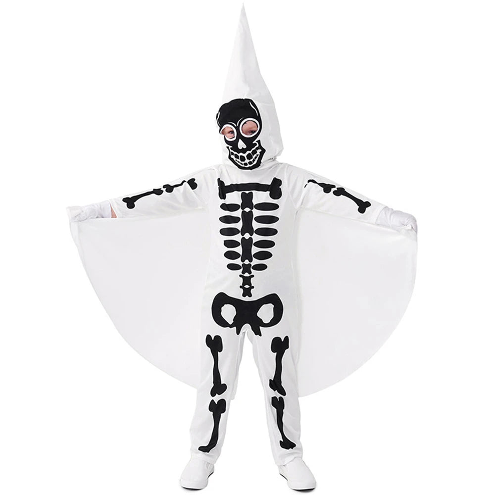 Tiny Cuddling White Skeleton Ghost Party Family Outfit for Boys | 2024 Halloween Costume