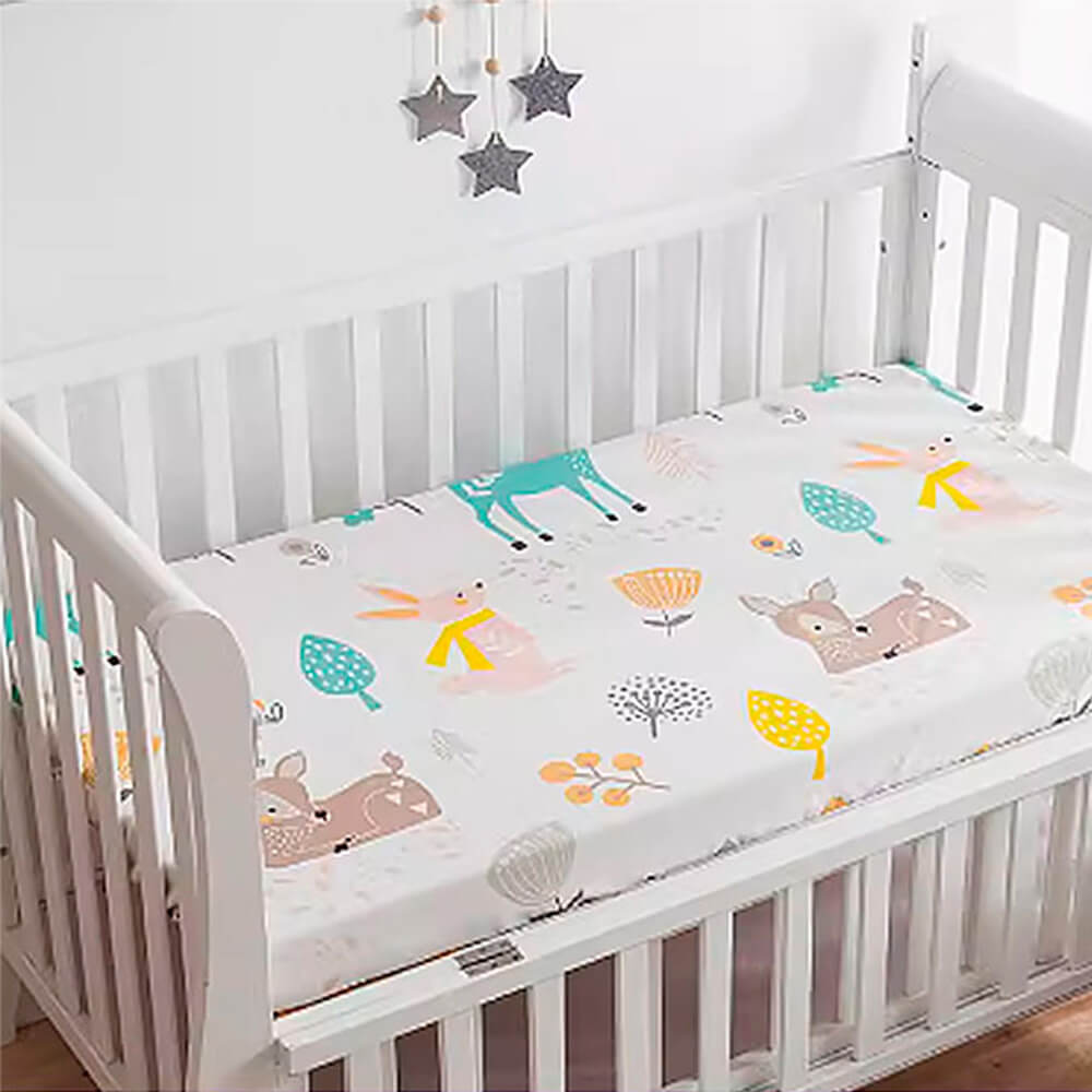 LulliNini Premium Cotton Crib Fitted Sheet for Babies Playful Cartoon Patterns