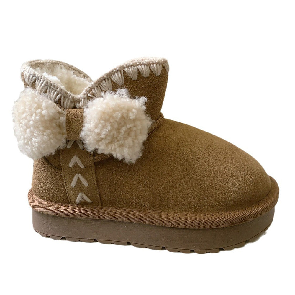 Tiny Cuddling Suede Girls' Snow Boots - Furry Lining for Winter Days