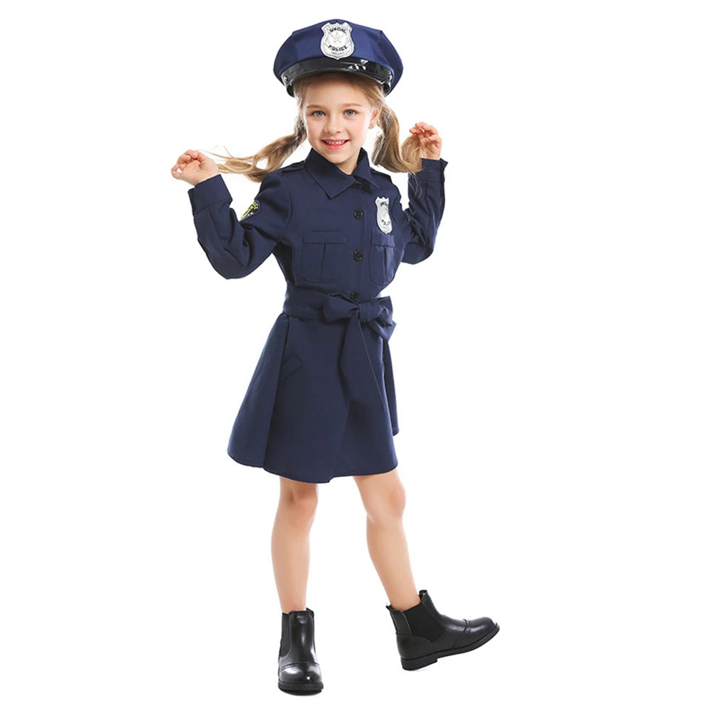 Tiny Cuddling Slim-fit Long Sleeve Police Dress for Girls | 2024 Halloween Costume