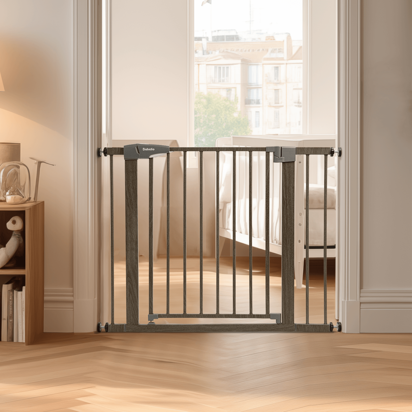Babelio 29-40" Metal Baby Gate, Easy Install Pressure Mounted Dog Gate, Ideal for Stairs and Doorways