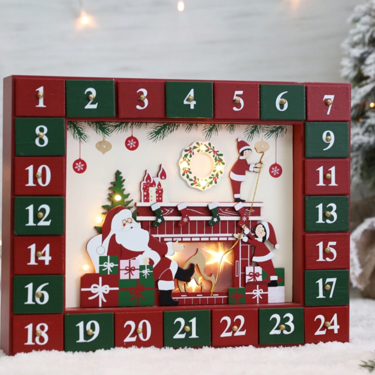 LulliNini Christmas Countdown Lamp Fireplace Calendar Cabinet Decorations