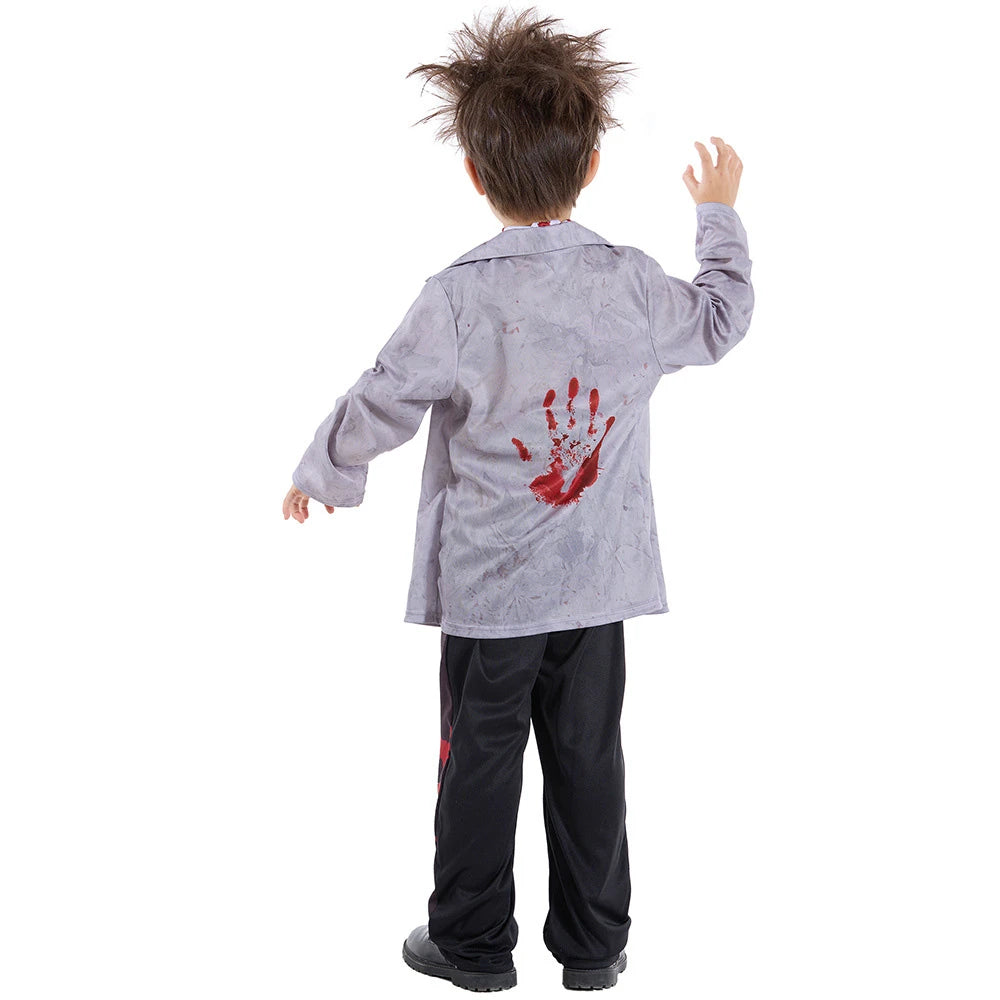 Tiny Cuddling Gray Vampire Student Uniform for Kids | 2024 Halloween Costume