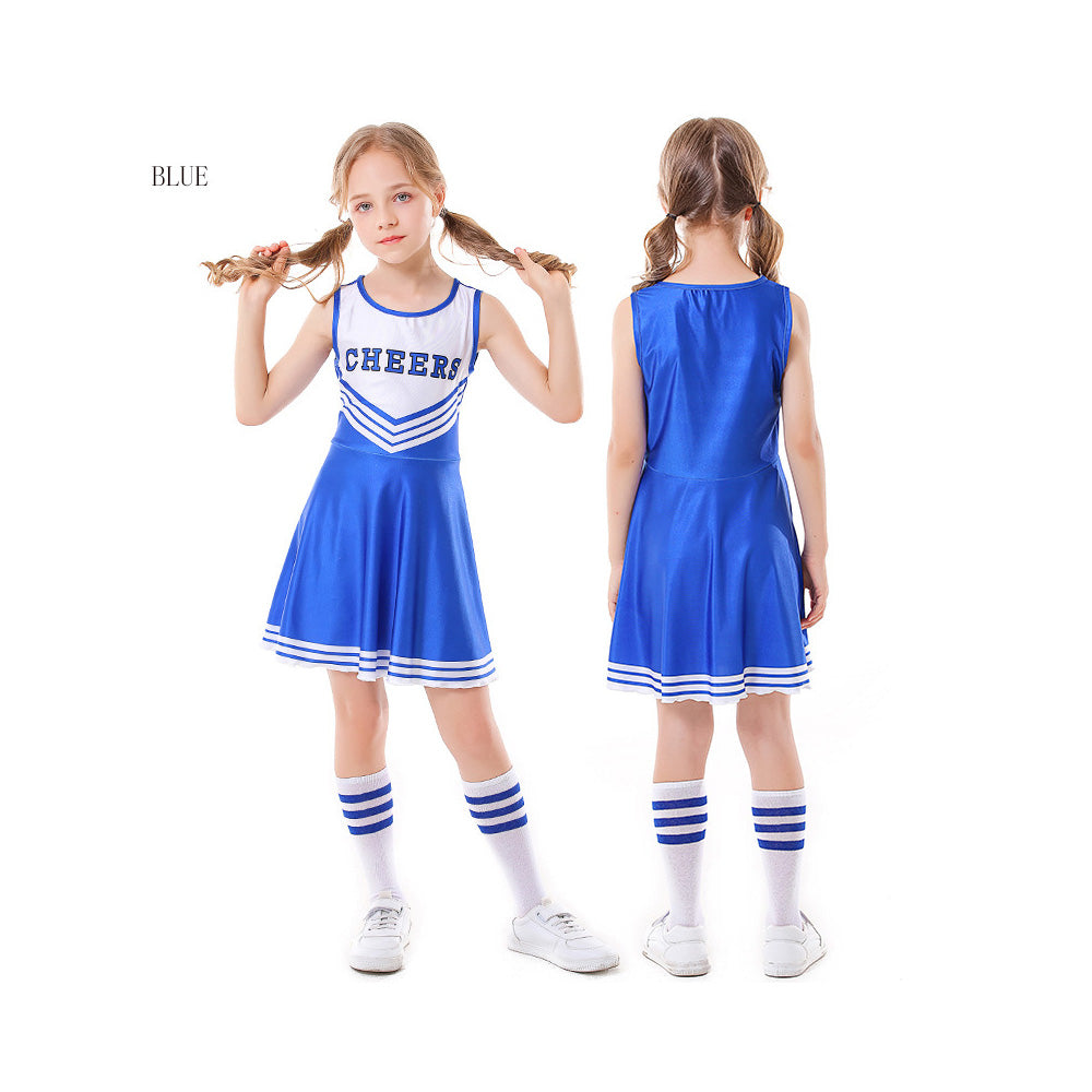 Tiny Cuddling Children's Cheerleader Costume Set - 5 Colors with Socks, Perfect for Stage Performances and Sports Events