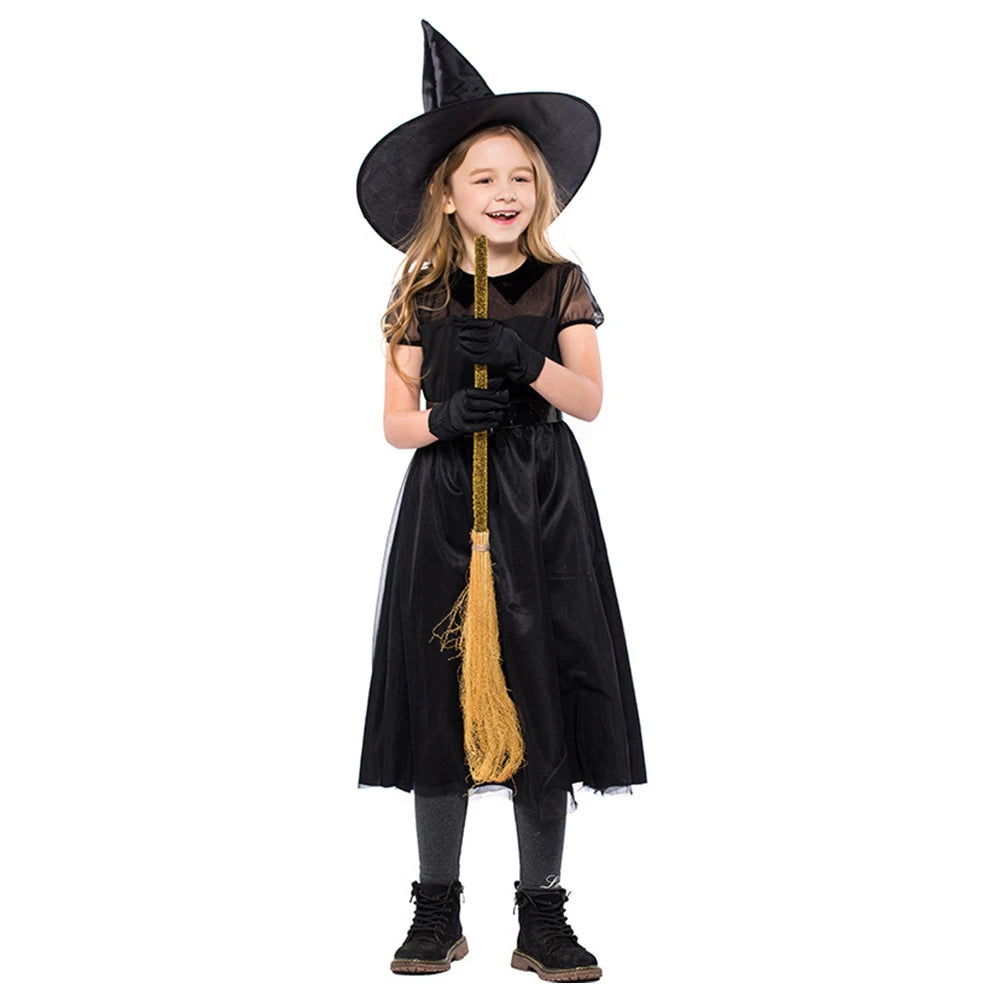 Tiny Cuddling Black Mesh Little Witch Costume for Girls | 2024 Halloween Costume