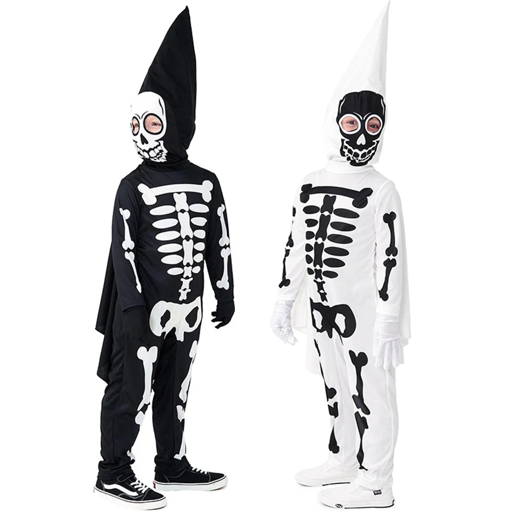 Tiny Cuddling White Skeleton Ghost Party Family Outfit for Boys | 2024 Halloween Costume