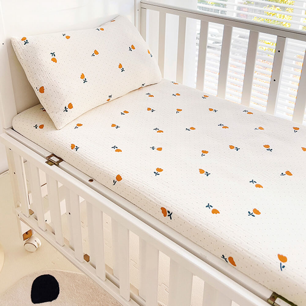 Pure Cotton Baby Crib Fitted Sheet with Cartoon Patterns