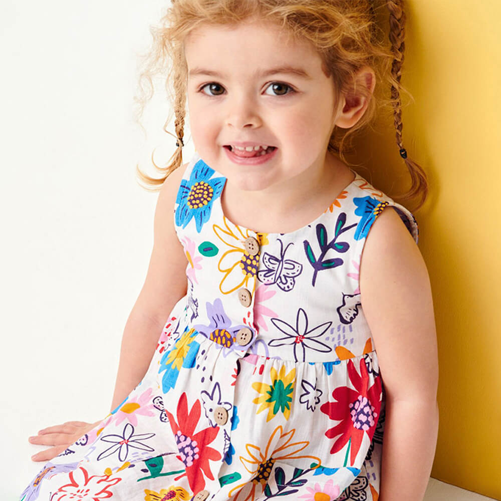 Blossom Beauty Floral Sleeveless Dress for Girls - Summer Princess Tassel Skirt