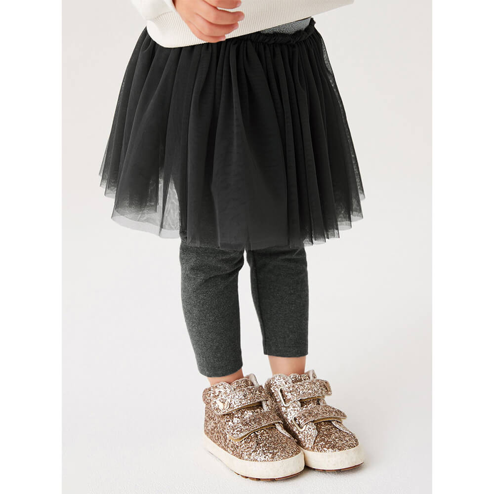 Chic Long-Sleeve Toddler Girl's Set with Tulle Skirt Leggings