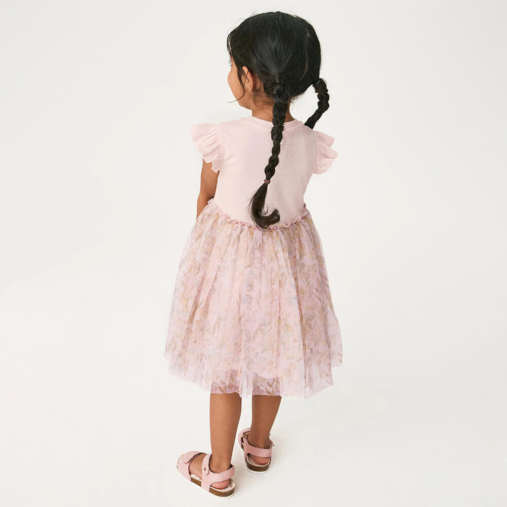 Whimsical Tulle Princess Dress with Cute Animal Embroidery for Girls - Summer Cotton Dress