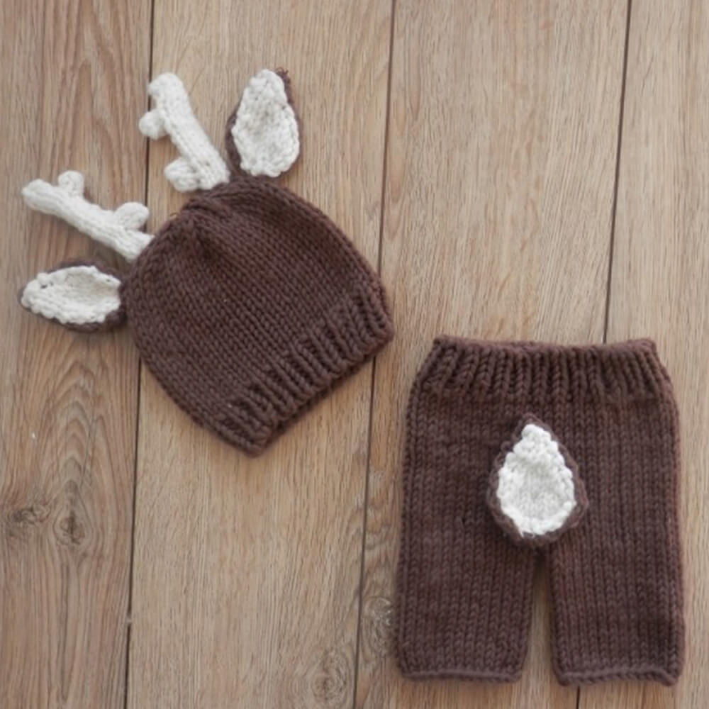 Newborn Fawn Knitwear Set for Photography - Whimsical Baby Photo Prop Outfit