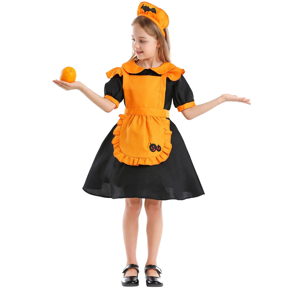 Tiny Cuddling Orange Pumpkin Maid Costume | 2024 Halloween Costume