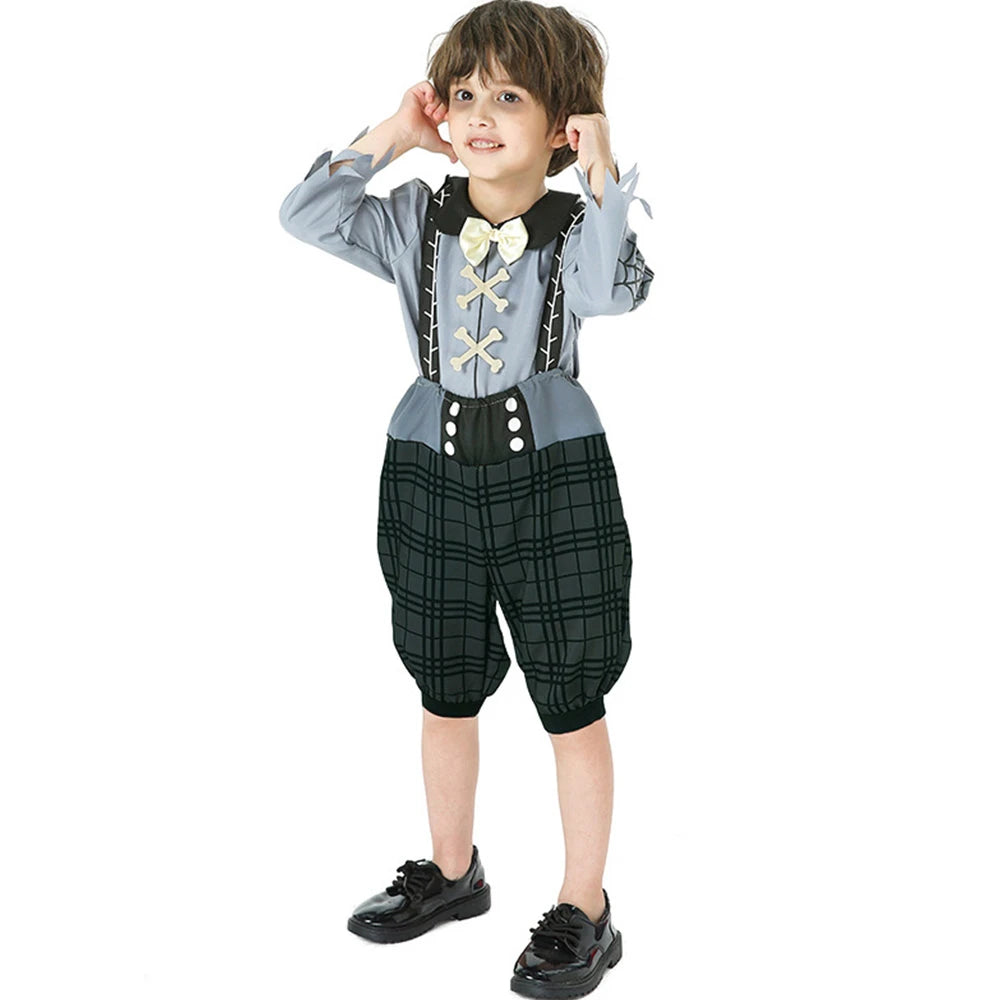 Tiny Cuddling Trickster Zombie Suspender Outfit for Boys | 2024 Halloween Costume