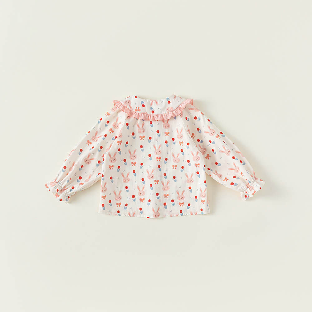 Spring/Fall 2023 - Sweet Bunny & Floral Doll Blouse for Girls