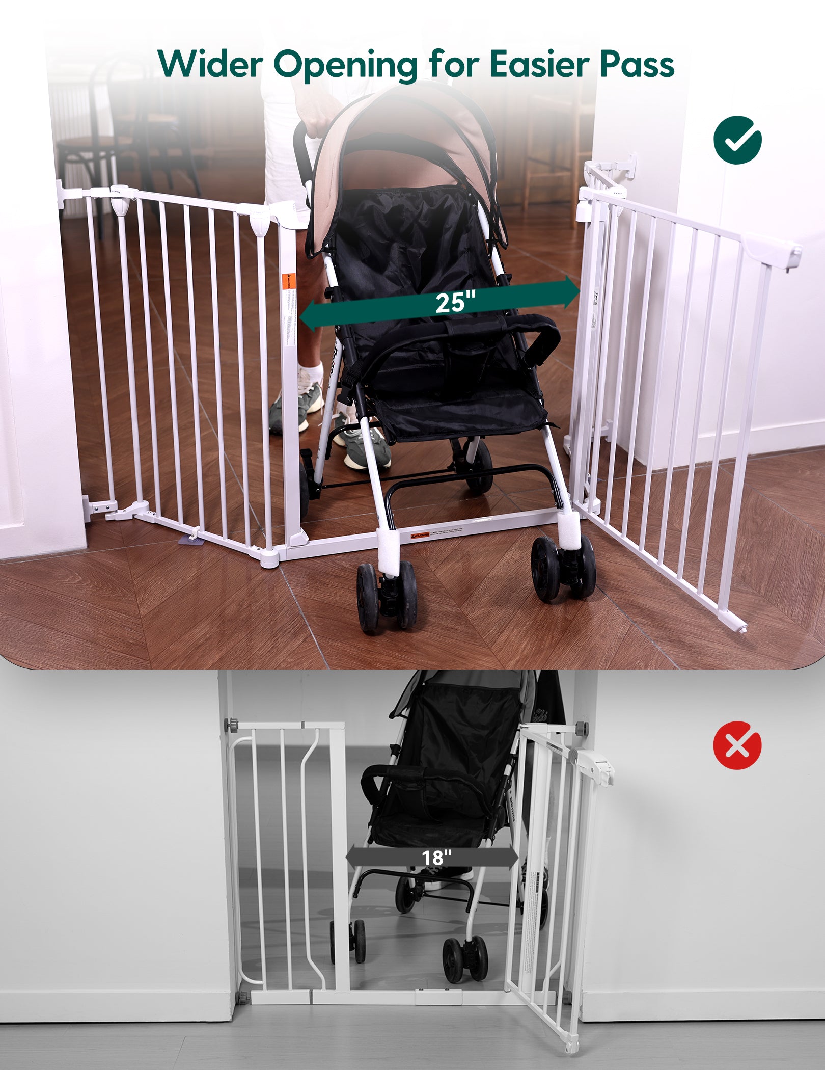AdaptiZone | Extra Wide Baby Gate, 30" Tall Auto-Close Pet & Child Safety Gate for Stairs