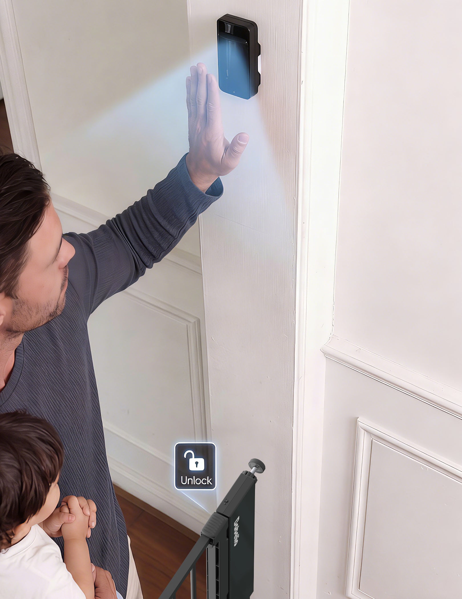 Sensepass | Smart Baby Gate with Infrared Auto-Unlock & Alarm