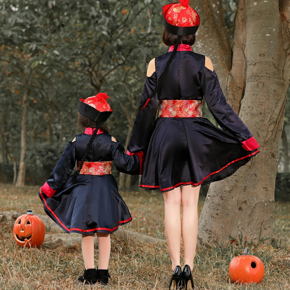 Tiny Cuddling Red and Black Zombie Costume for Girls | 2024 Halloween Costume