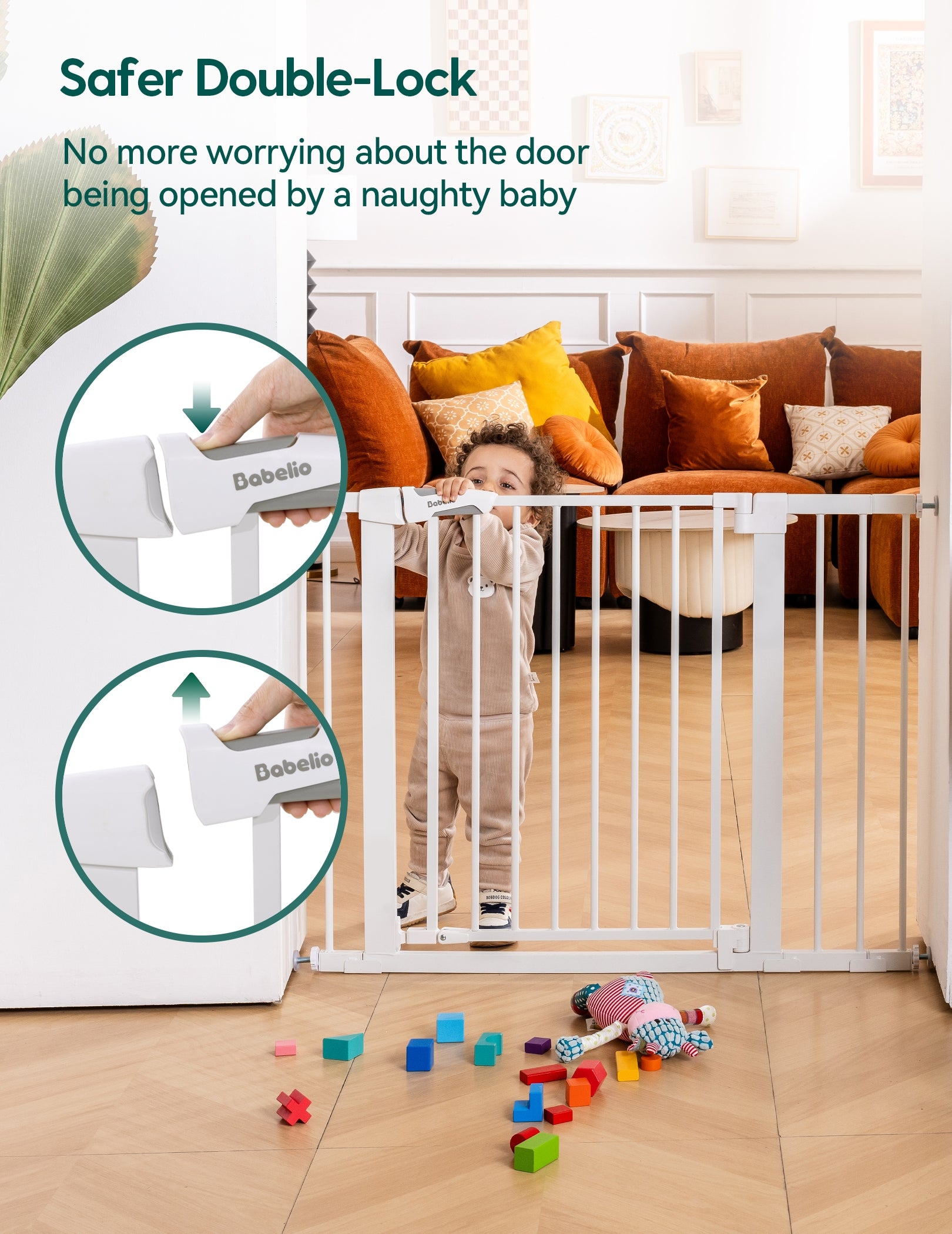 Babelio Upgraded 29-43"W Magnetic Auto-Close Baby Gate | Protectors