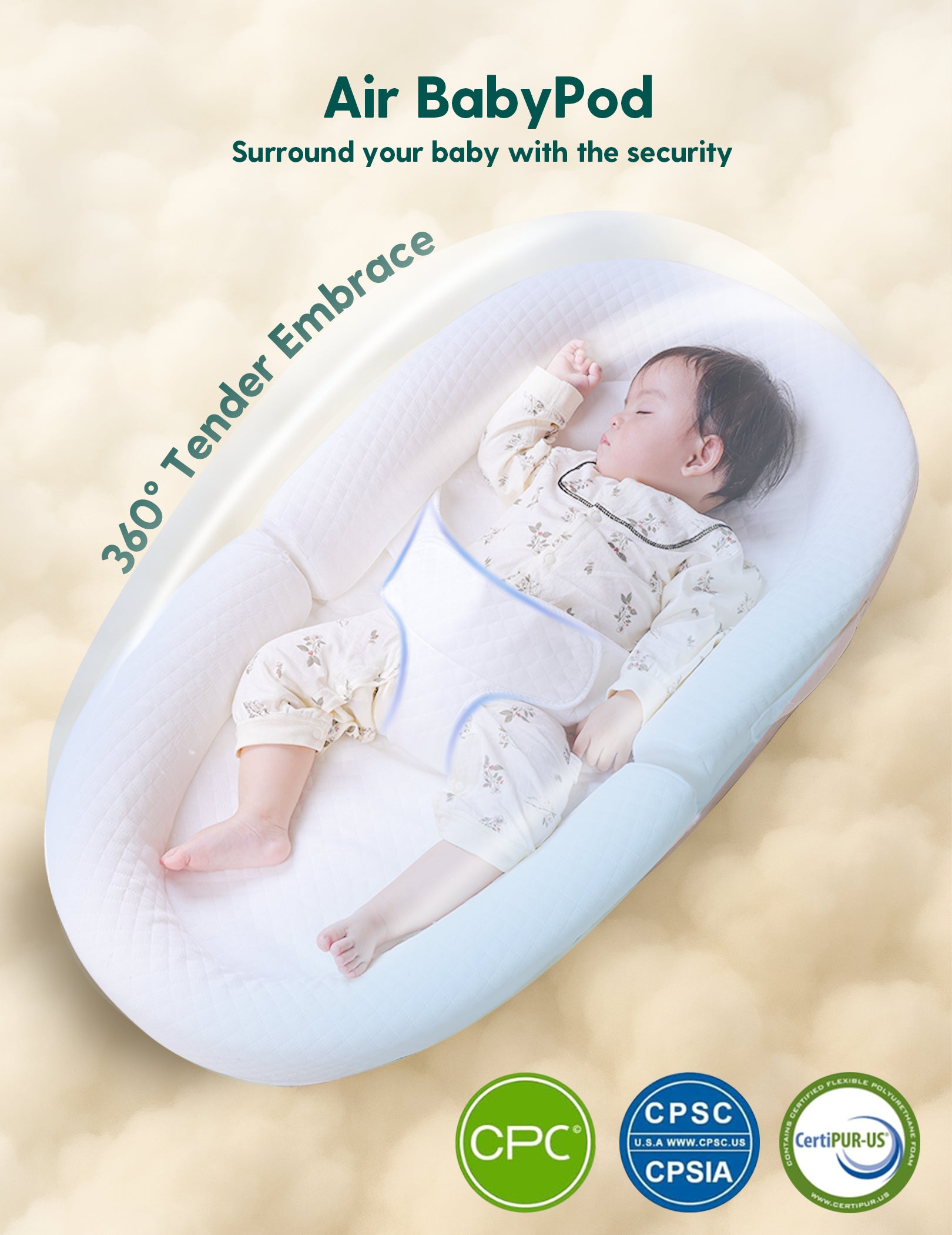 Babelio Anti-Reflux Baby Lounger | Adjustable, Portable & Washable for Newborns (0–24 Months)