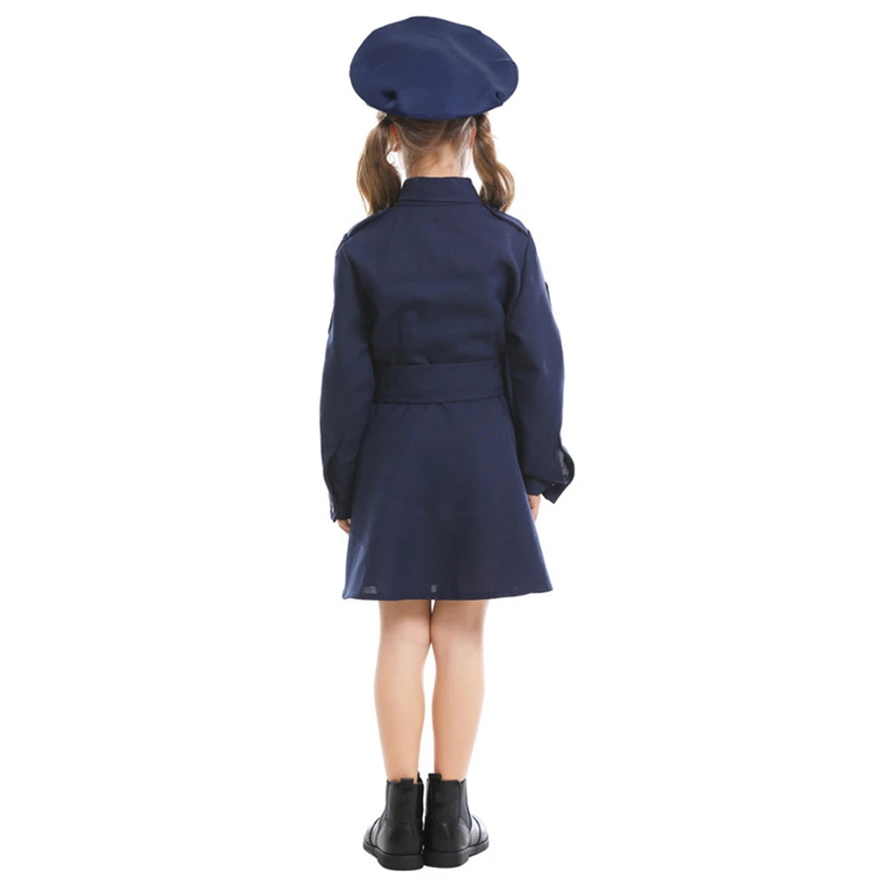 Tiny Cuddling Slim-fit Long Sleeve Police Dress for Girls | 2024 Halloween Costume