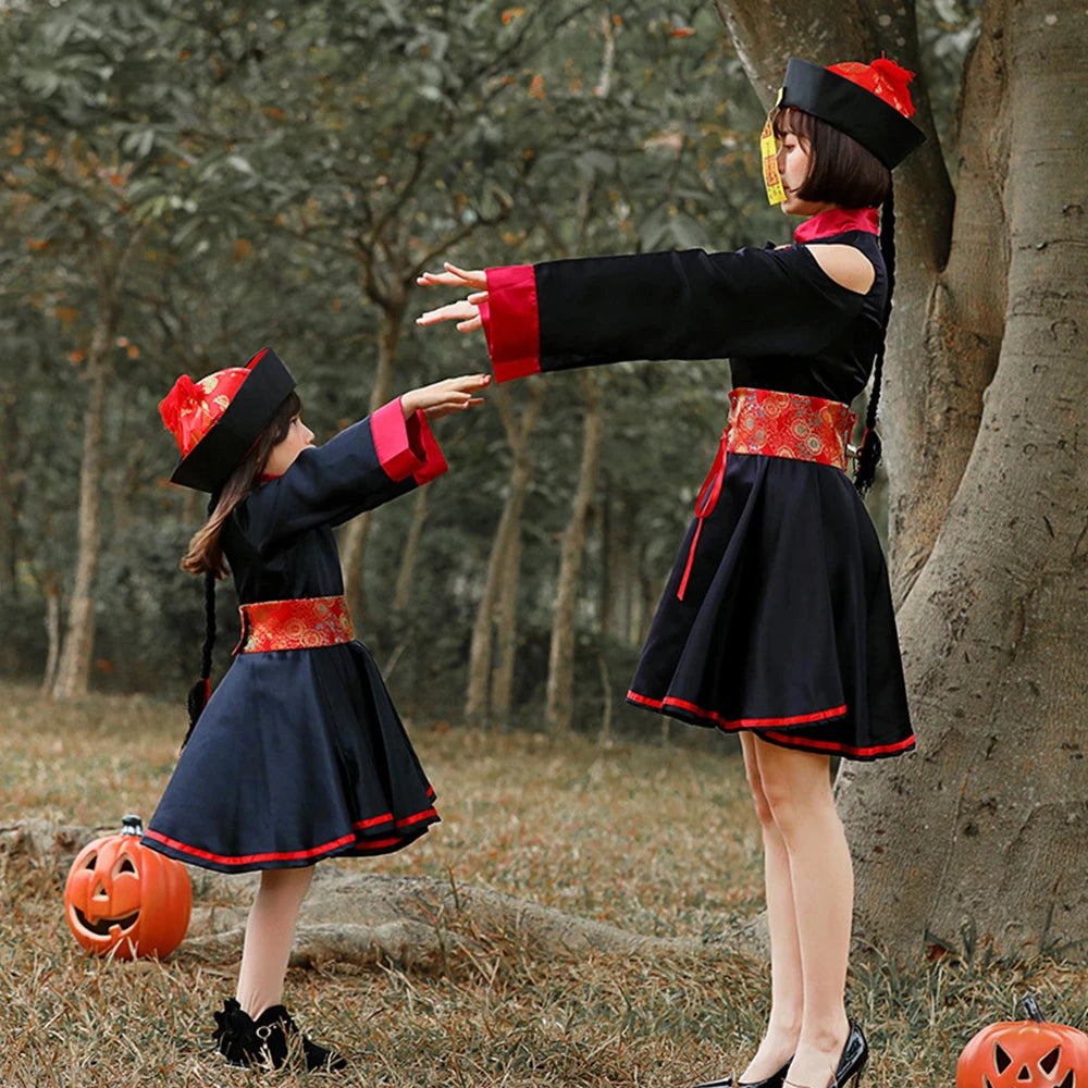 Tiny Cuddling Red and Black Zombie Costume for Girls | 2024 Halloween Costume