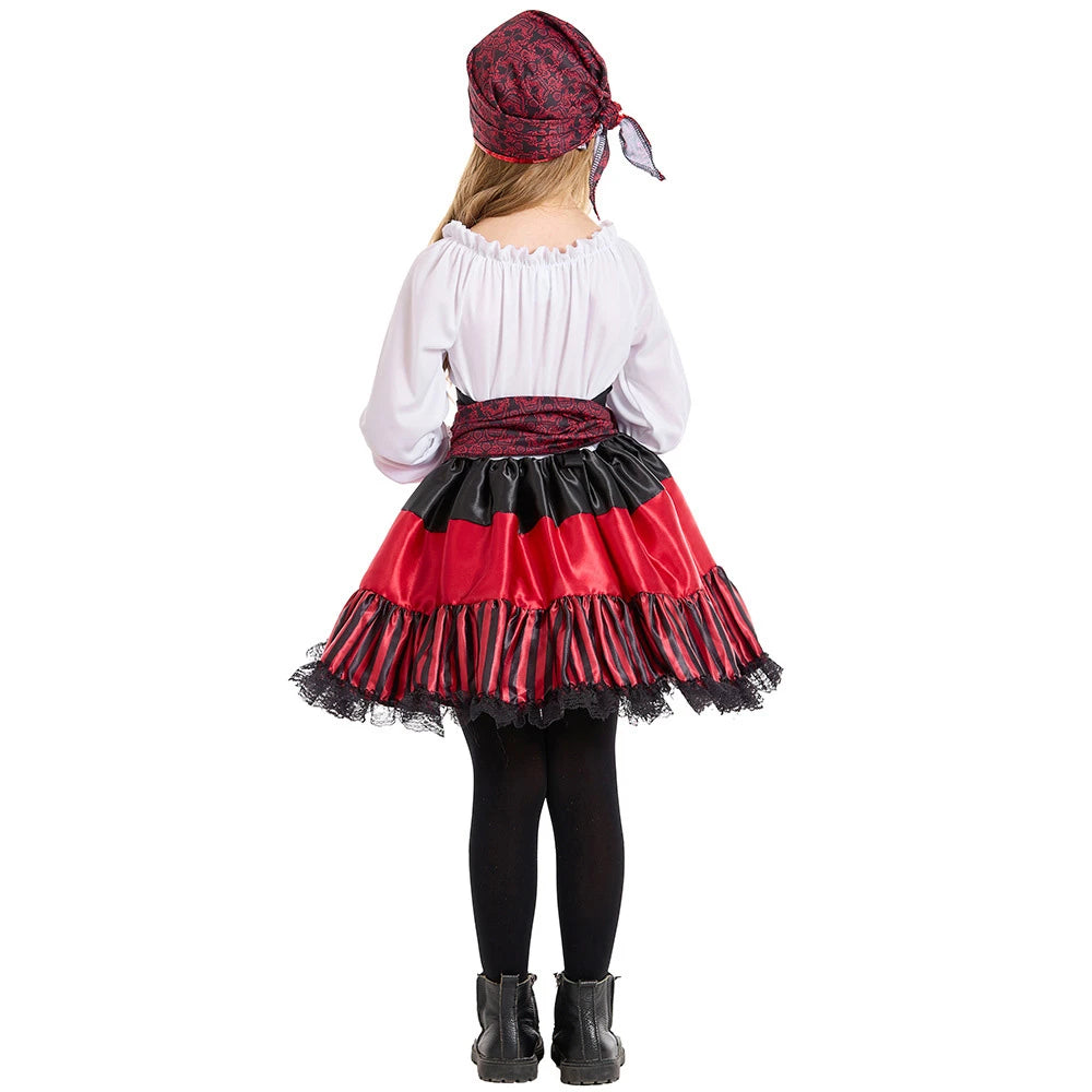 Tiny Cuddling Red Striped Lace Pirate Family Matching Costume | 2024 Halloween Costume