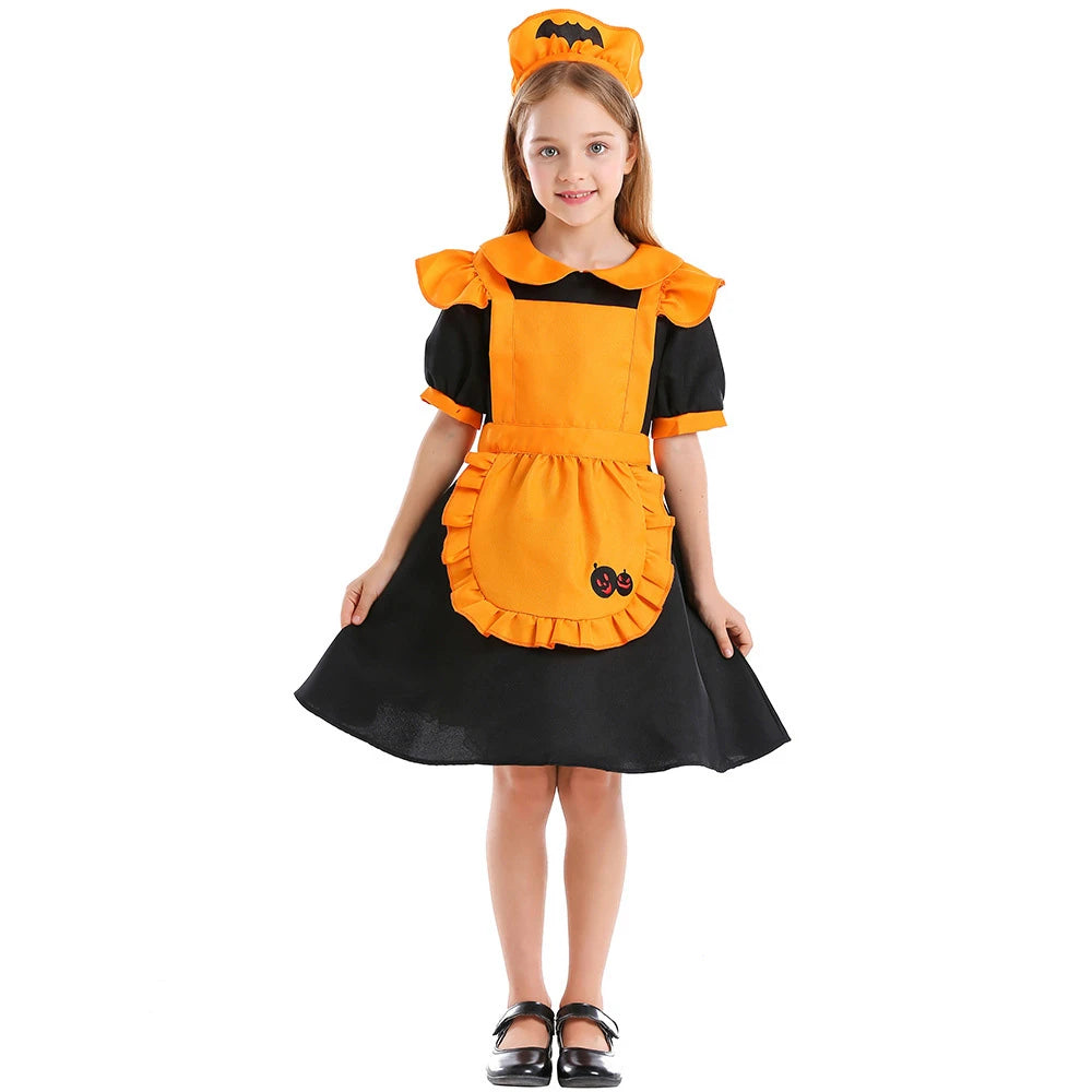 Tiny Cuddling Orange Pumpkin Maid Costume | 2024 Halloween Costume