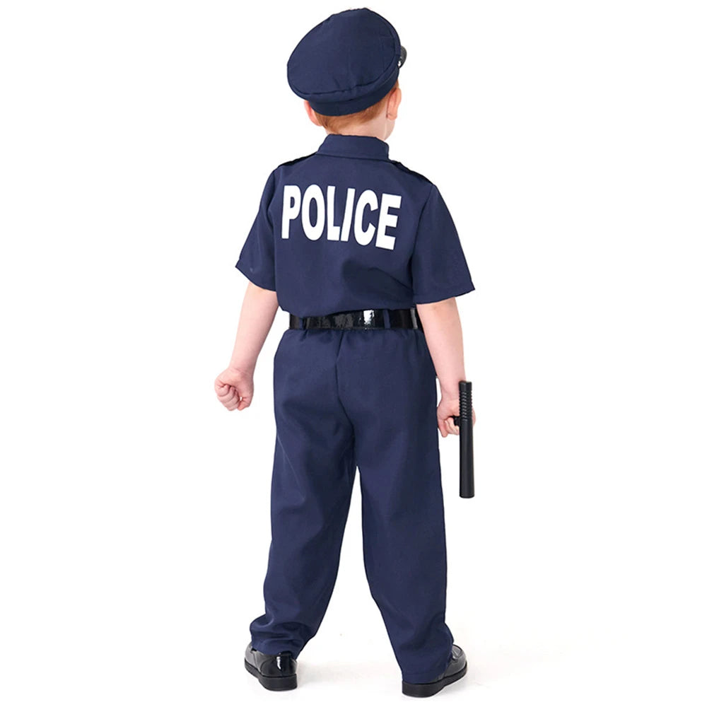 Tiny Cuddling Blue Police Officer Role-Play Costume with Props for Boys | 2024 Halloween Costume