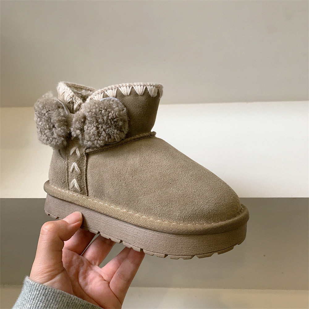 Tiny Cuddling Suede Girls' Snow Boots - Furry Lining for Winter Days