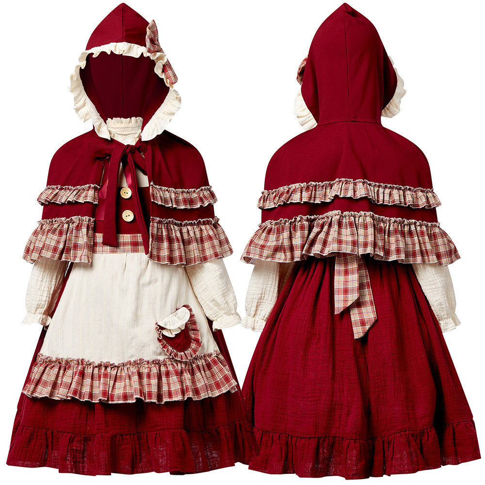 Tiny Cuddling Children's Little Red Riding Hood Costume - Perfect for Stage Plays and Christmas Celebrations