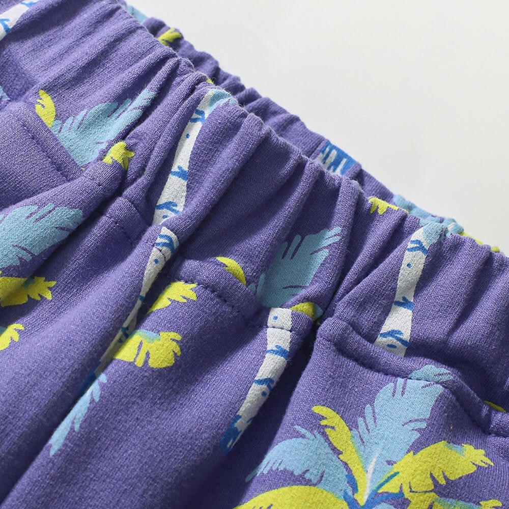 Boys' Tropical Surf-Inspired Cotton Tank Top and Shorts Set - Summer 2024 Collection